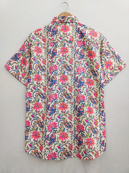 Multi Colour Digital Print Cotton Short Sleeve Shirt