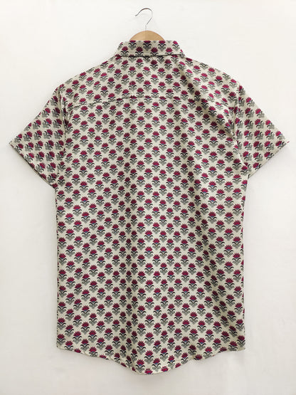 Multi Colour Digital Print Cotton Short Sleeve Shirt