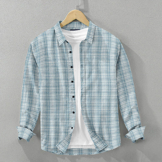 Light Green Cotton Textured Pattern Full Sleeve Shirt