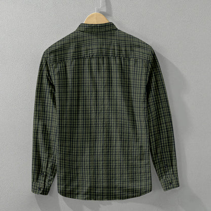 Dark Green Cotton Textured Pattern Full Sleeve Shirt