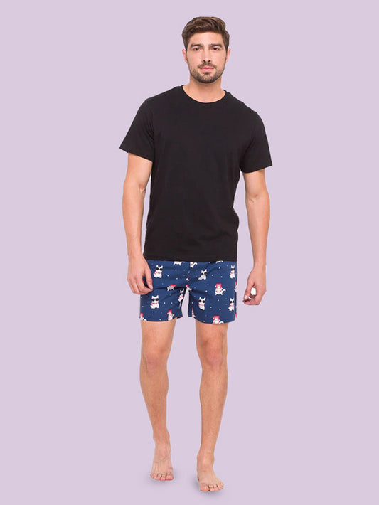 Navy Blue Cotton Boxer for Men