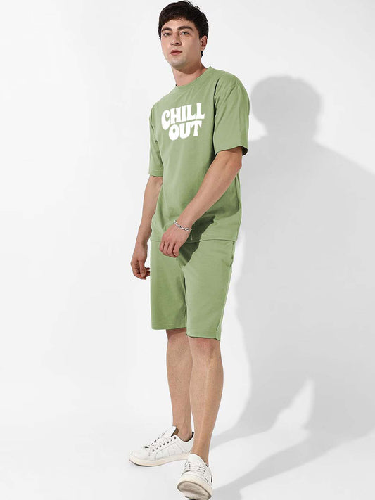 Green Plain Co-ord Set for Men