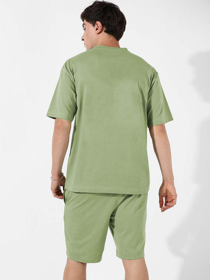 Green Plain Co-ord Set for Men