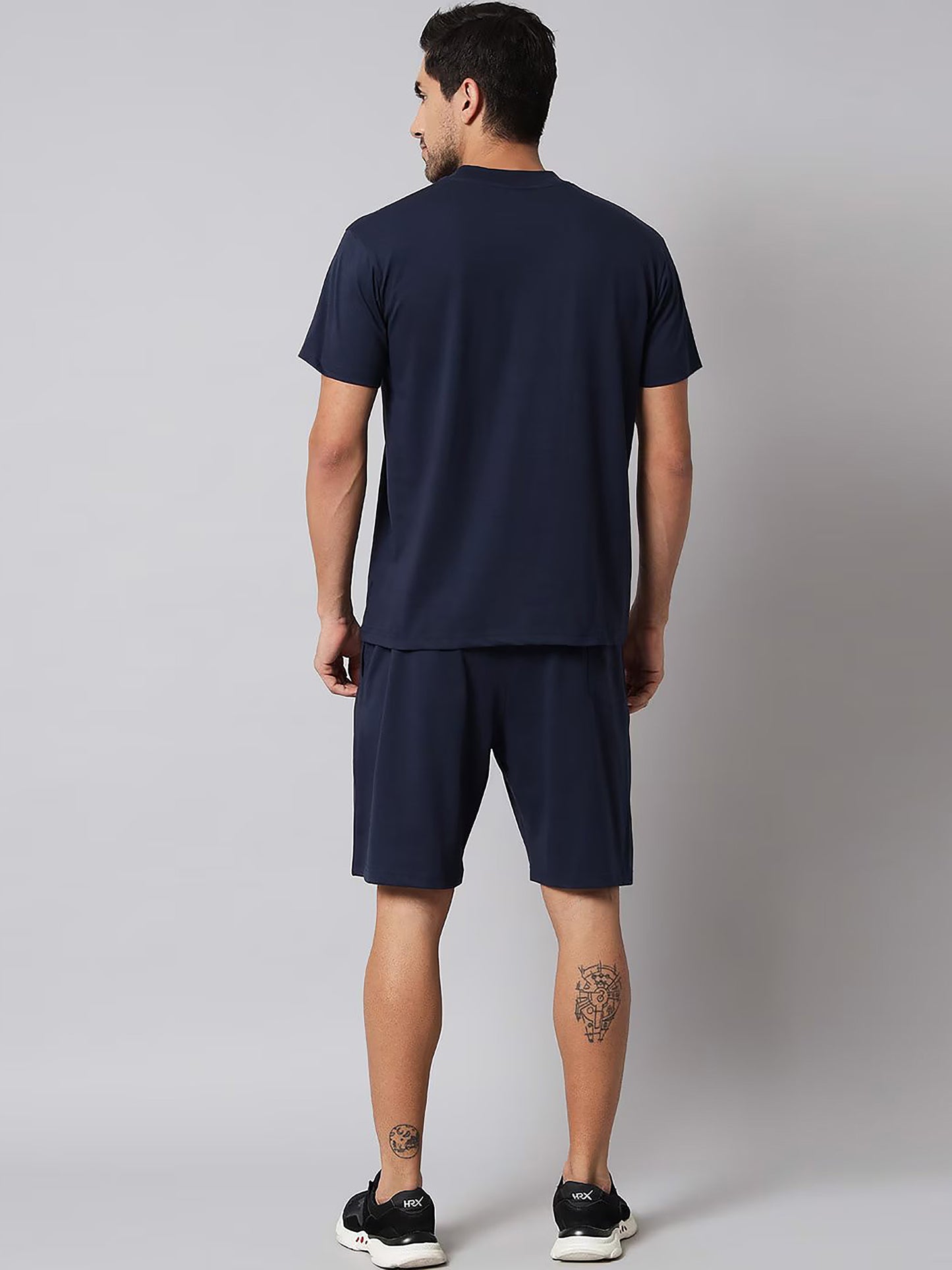 Navy Blue Cotton Printed Co-Ord Set for Men