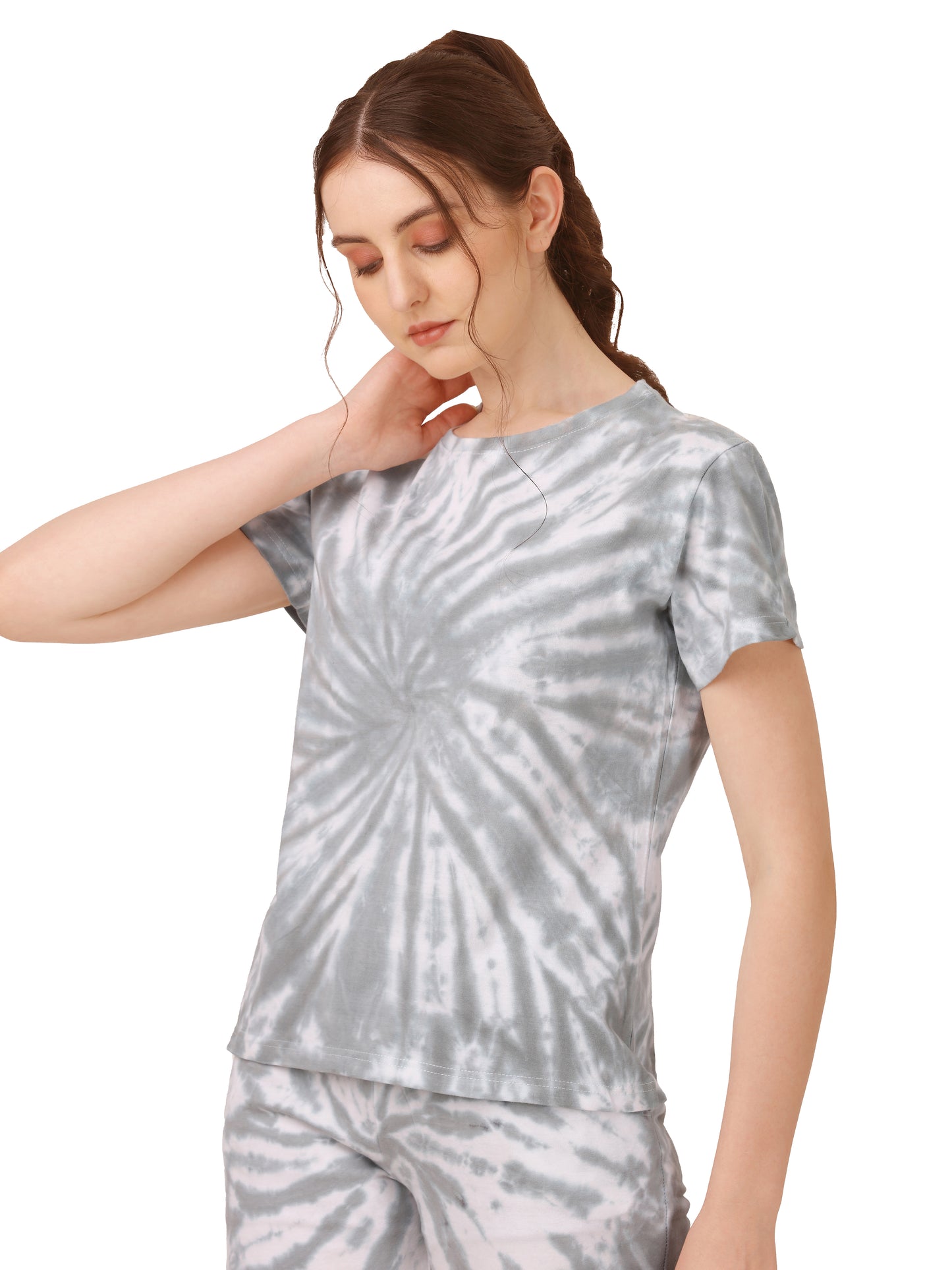 Grey Cotton Printed Co-ord Set for Women