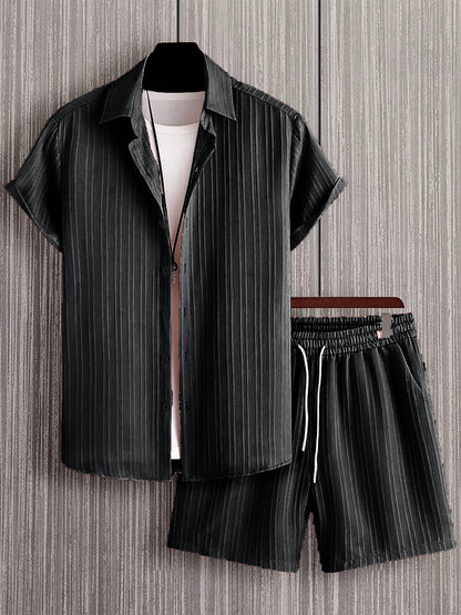 Black Striped Co-Ord Set for Men