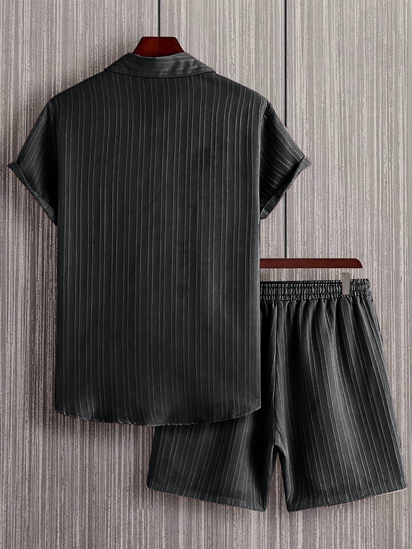 Black Striped Co-Ord Set for Men