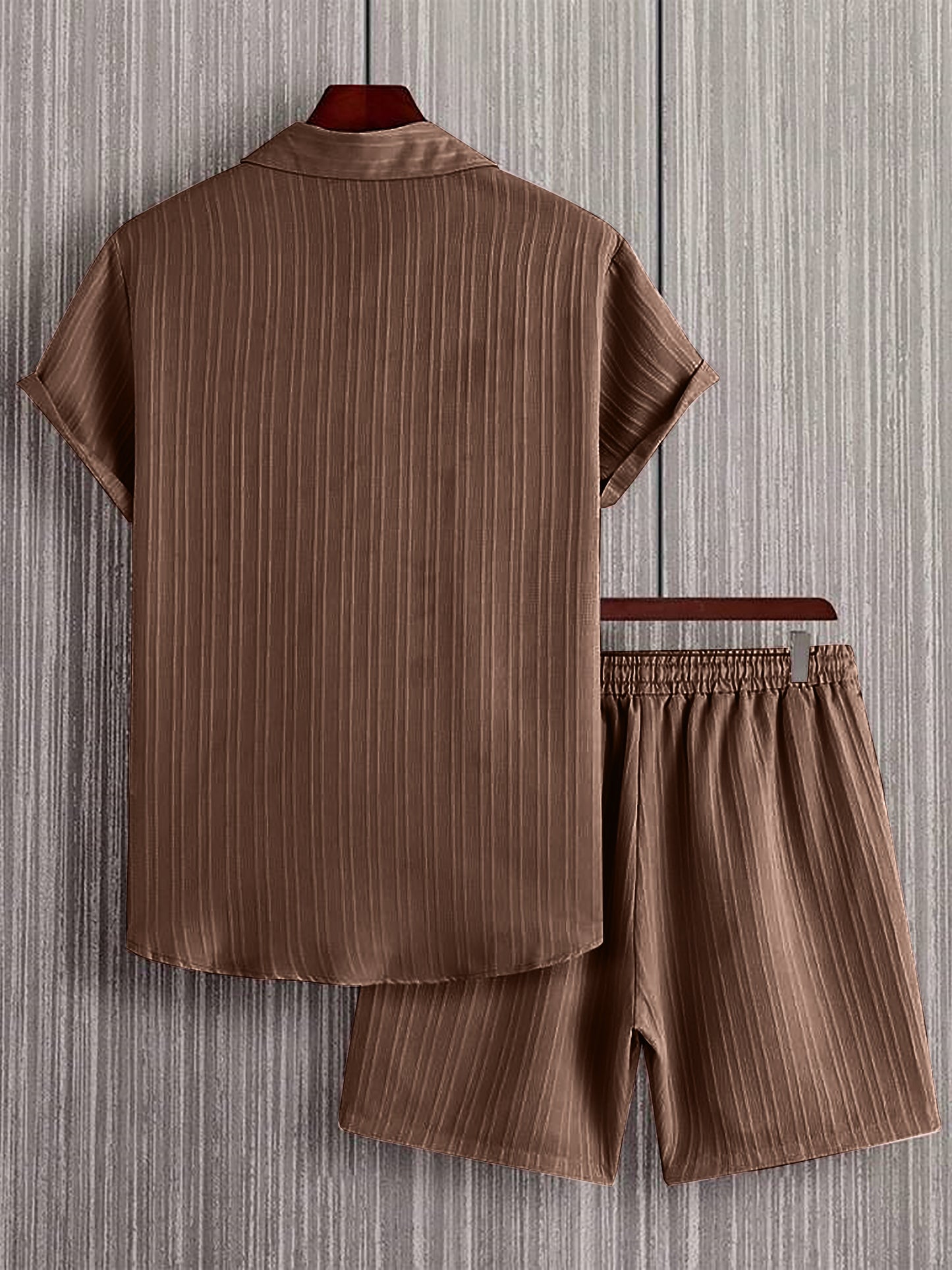 Brown Striped Co-Ord Set for Men