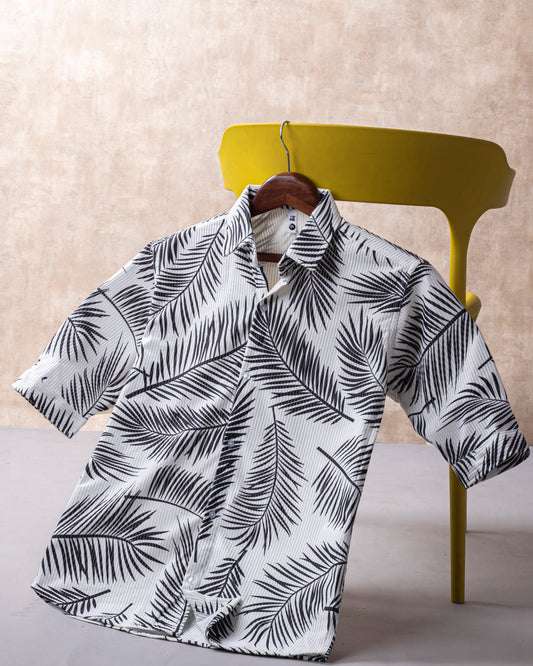 Evocative Green Palm Leaf Print Shirt