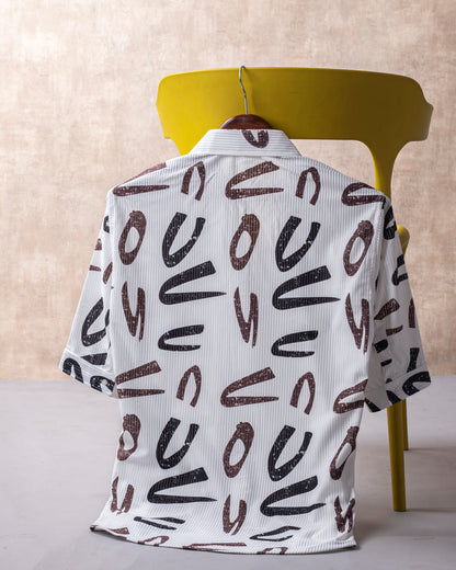 Fantabulous Off-white York Abstract Print Shirt