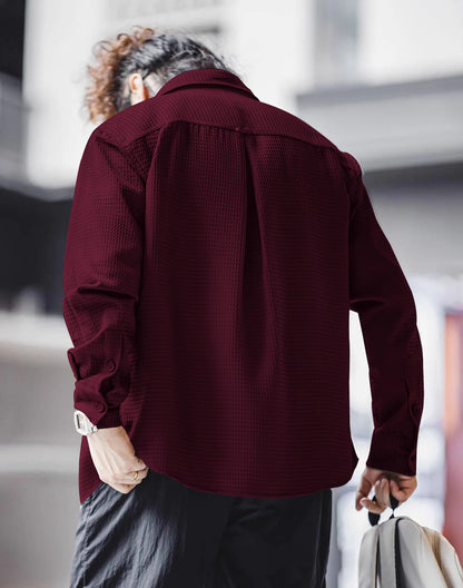 Maroon Waffle Pattern Premium Shirt