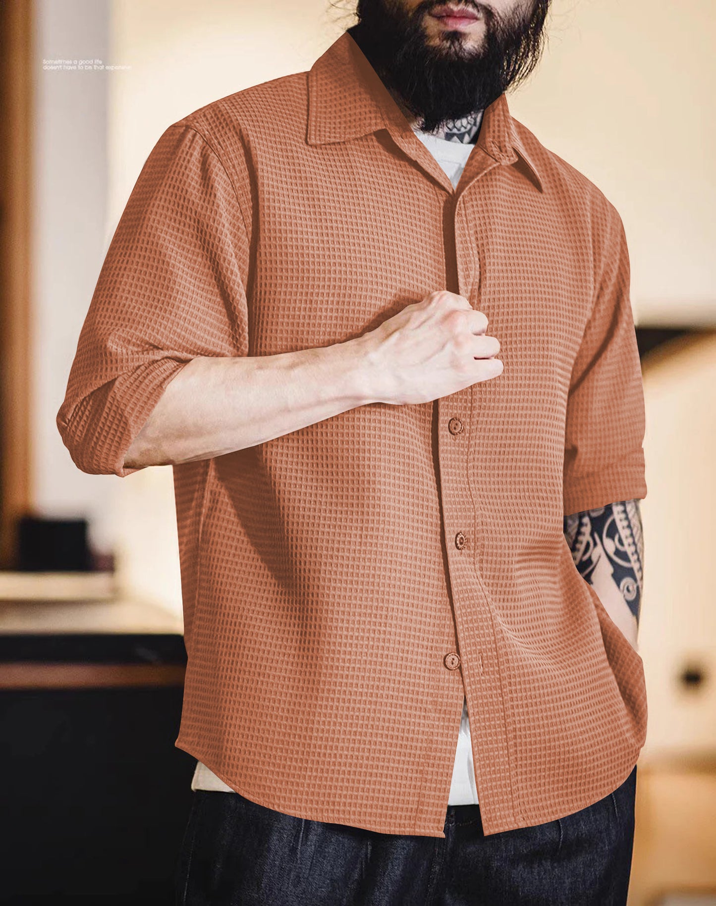 Orange Waffle Pattern Premium Shirt