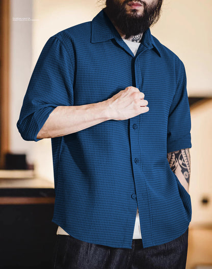 Royal Blue Waffle Pattern Premium Shirt