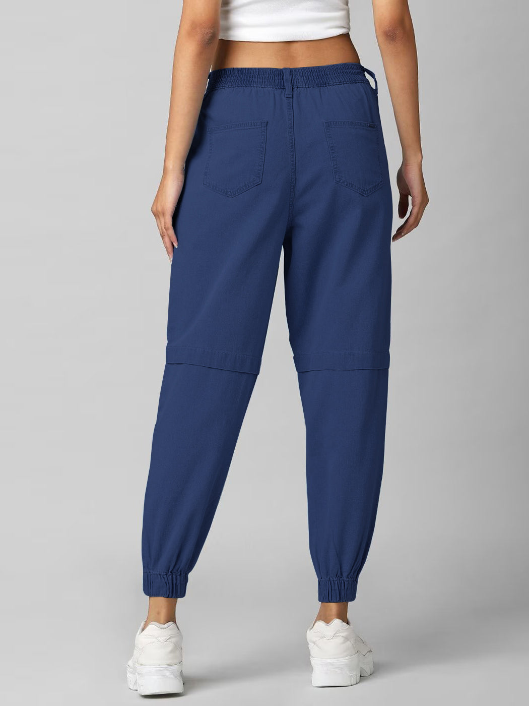 Blue Denim Cargo Joggers for Women