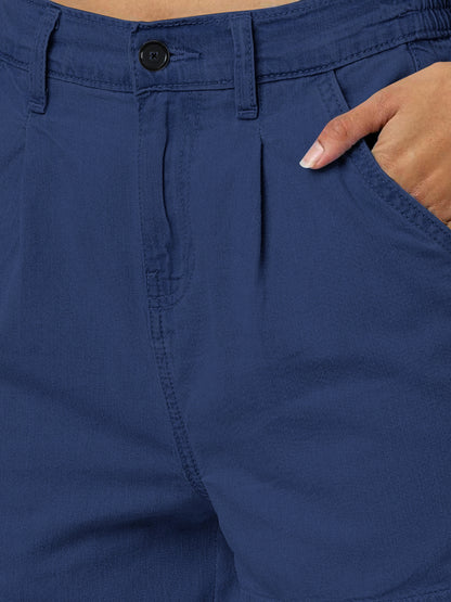 Blue Denim Cargo Joggers for Women