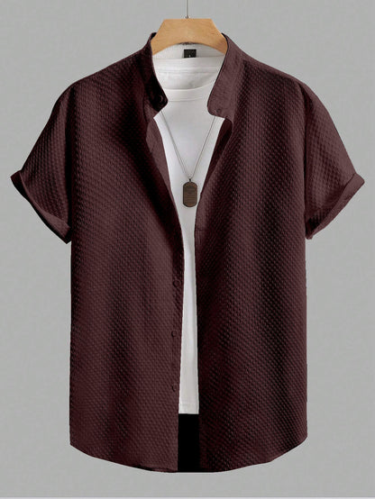 Garent Maroon Imported Stylish Textured Half Sleeve Shirt