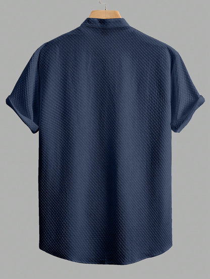 Royal Blue Imported Stylish Texured Half Sleeve Shirt