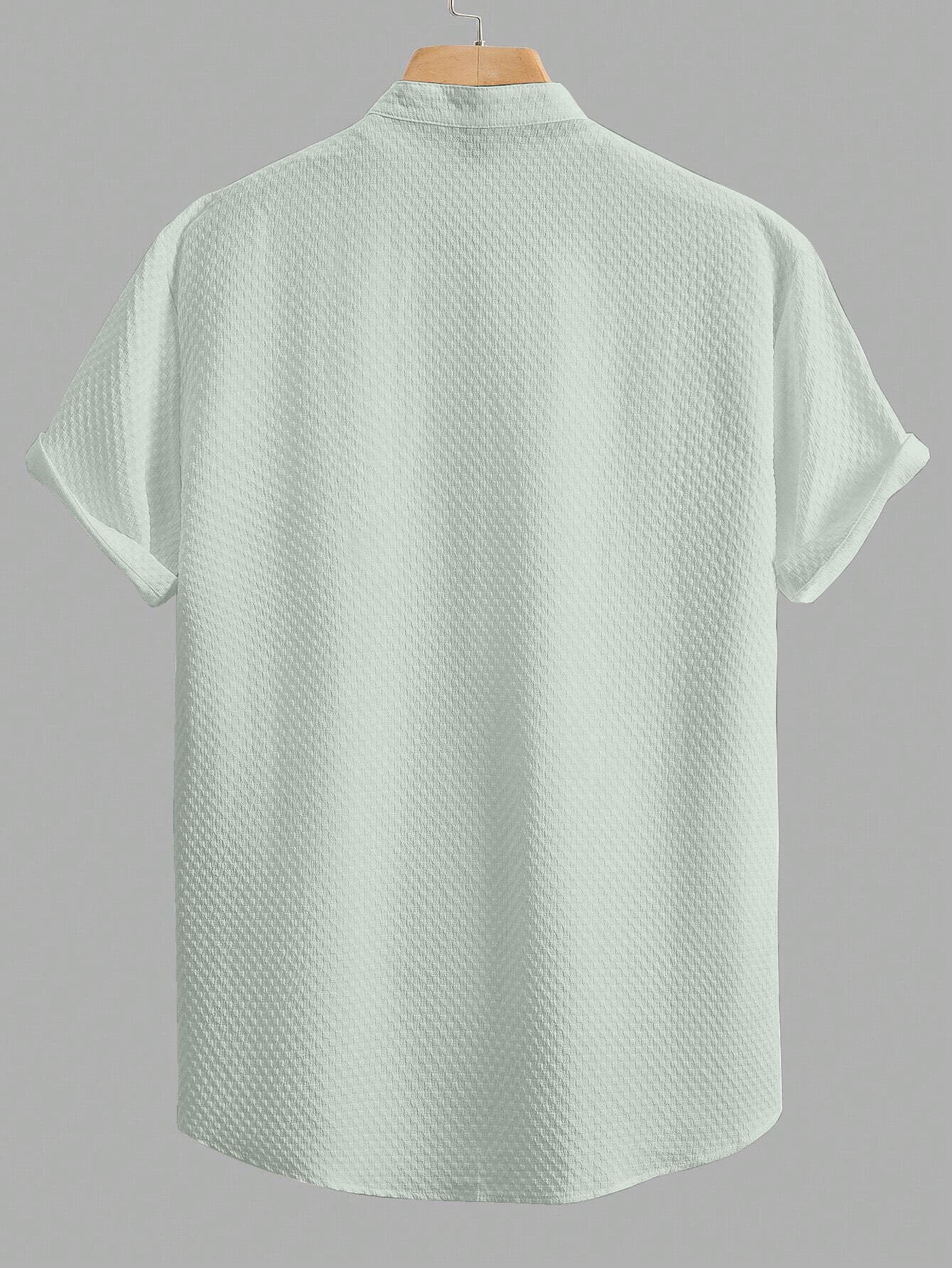 Pastle Green Imported Stylish Texured Half Sleeve Shirt