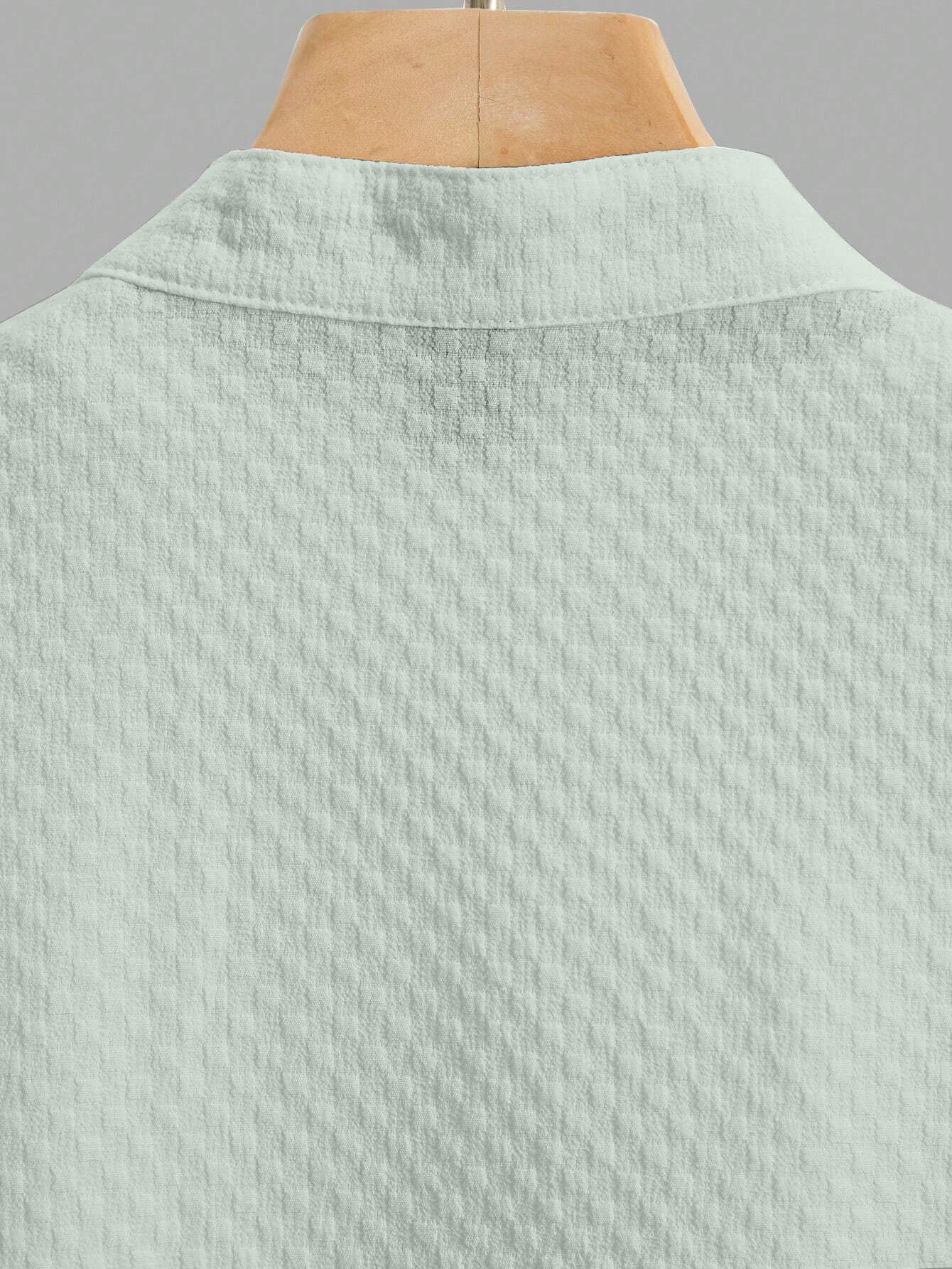 Pastle Green Imported Stylish Texured Half Sleeve Shirt