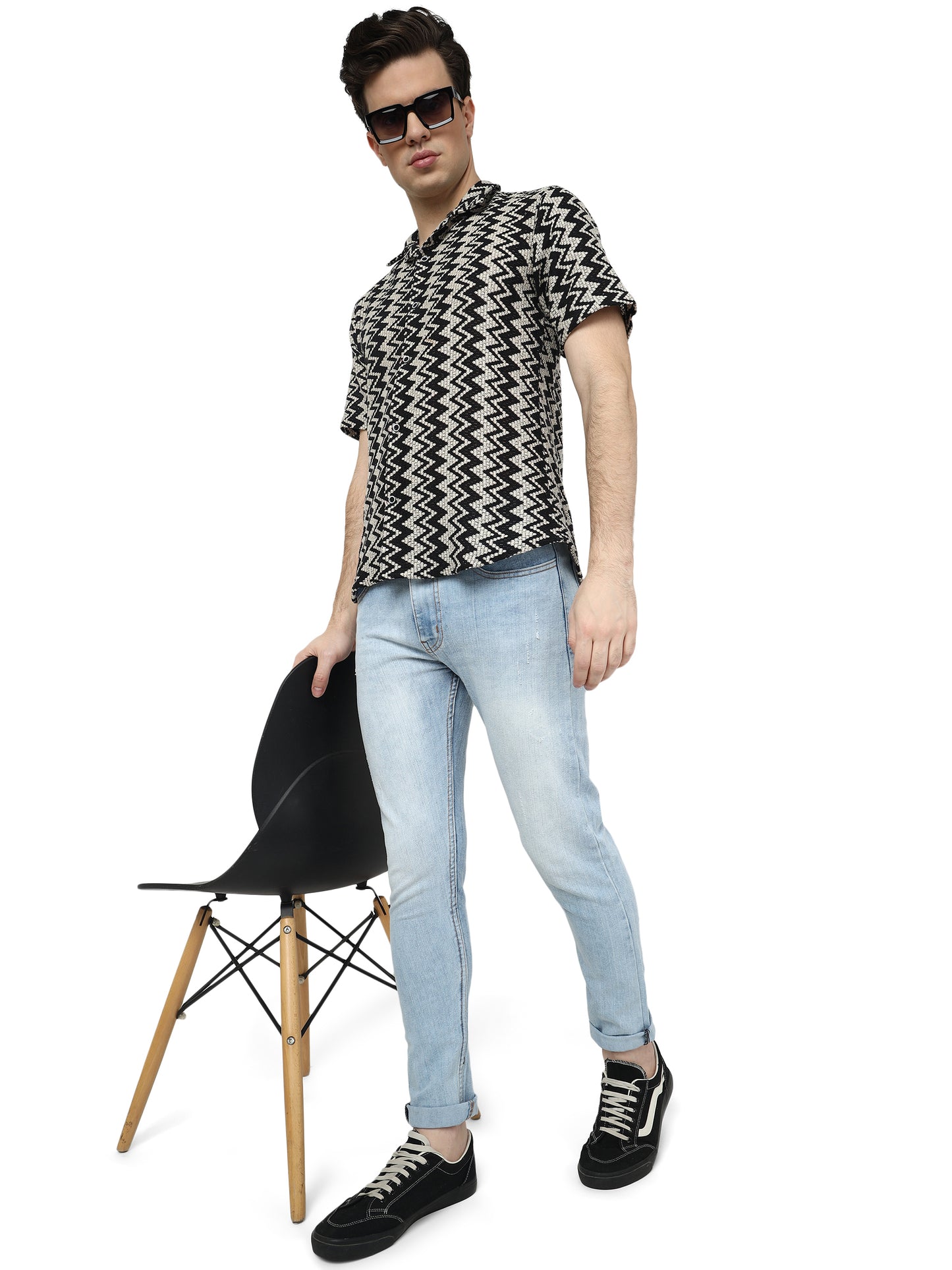 Black Knitted Shirt for Men