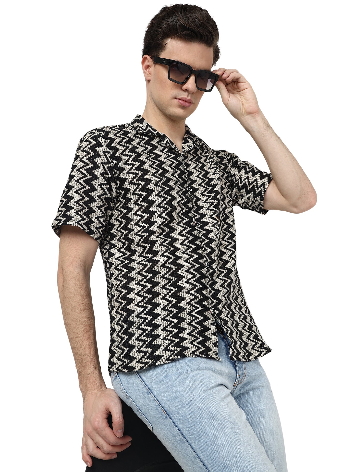 Black Knitted Shirt for Men