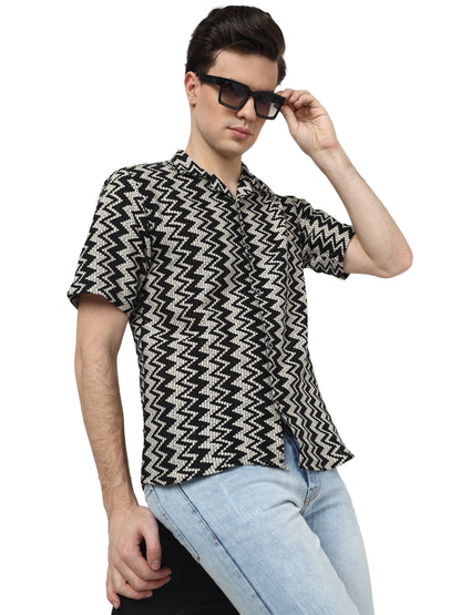 Black Knitted Shirt for Men