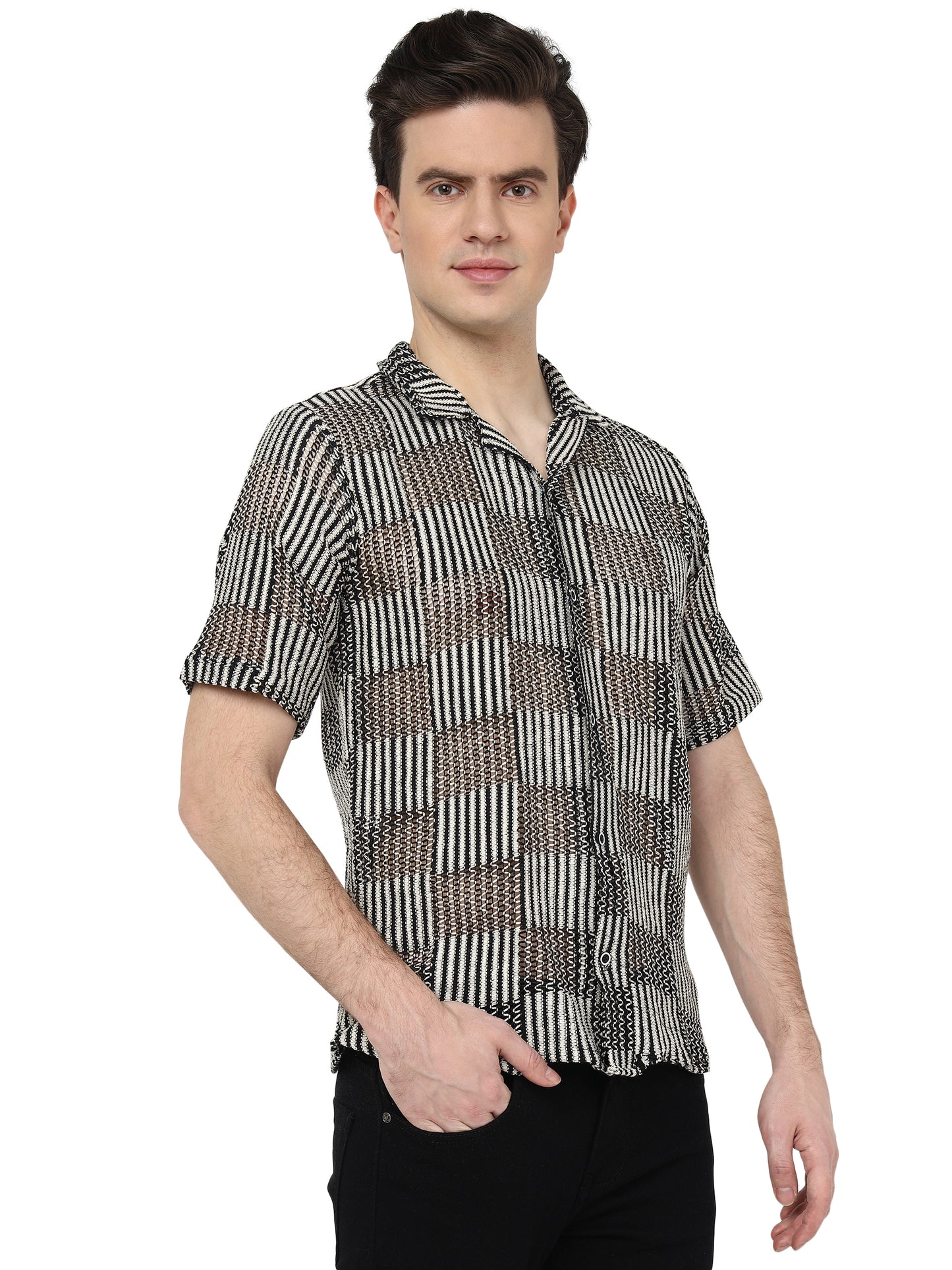 Knitted Check Shirt for Men