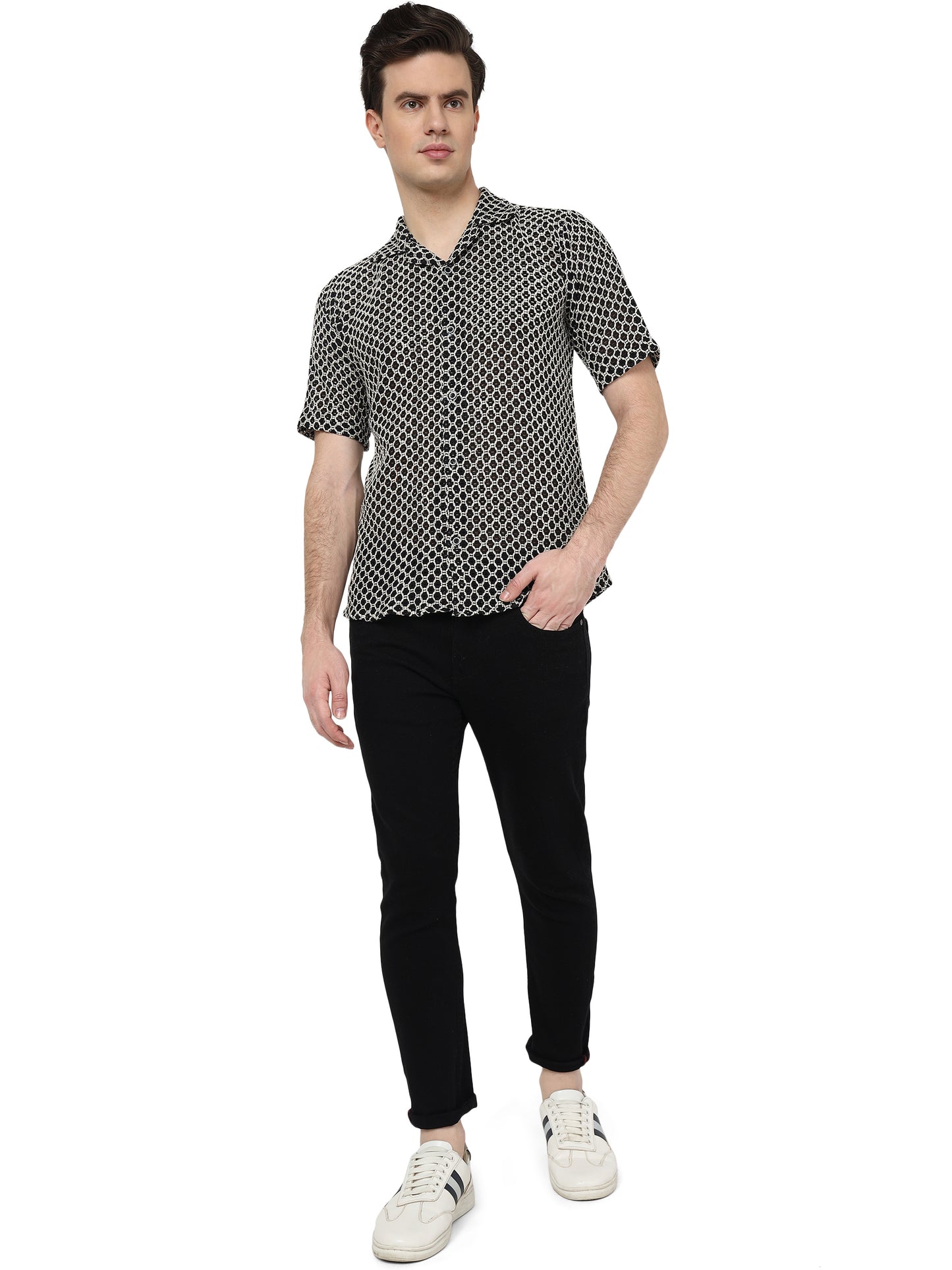 Black Knitted Shirt for Men