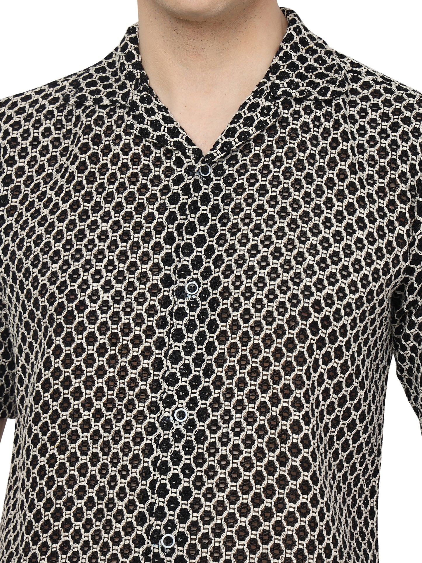 Black Knitted Shirt for Men