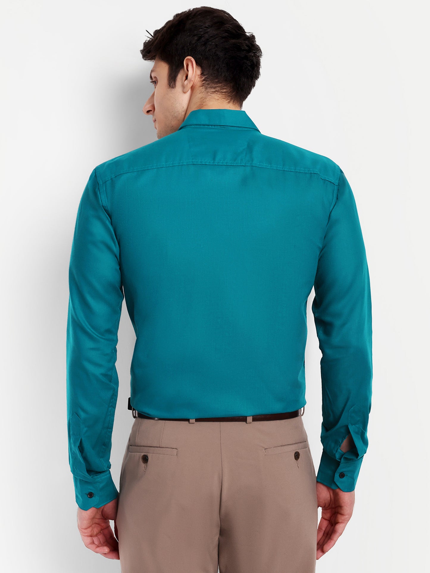 Sea Green Cotton Blend Solid Shirt