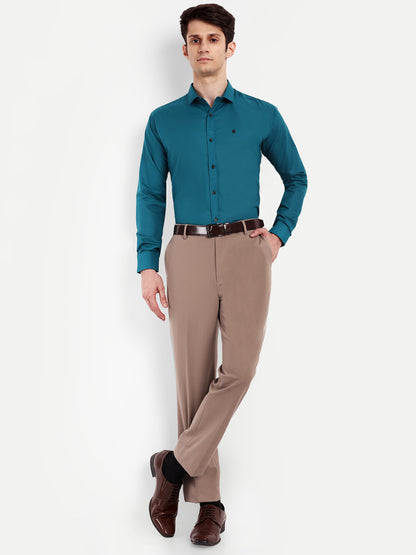 Sea Green Cotton Blend Solid Shirt