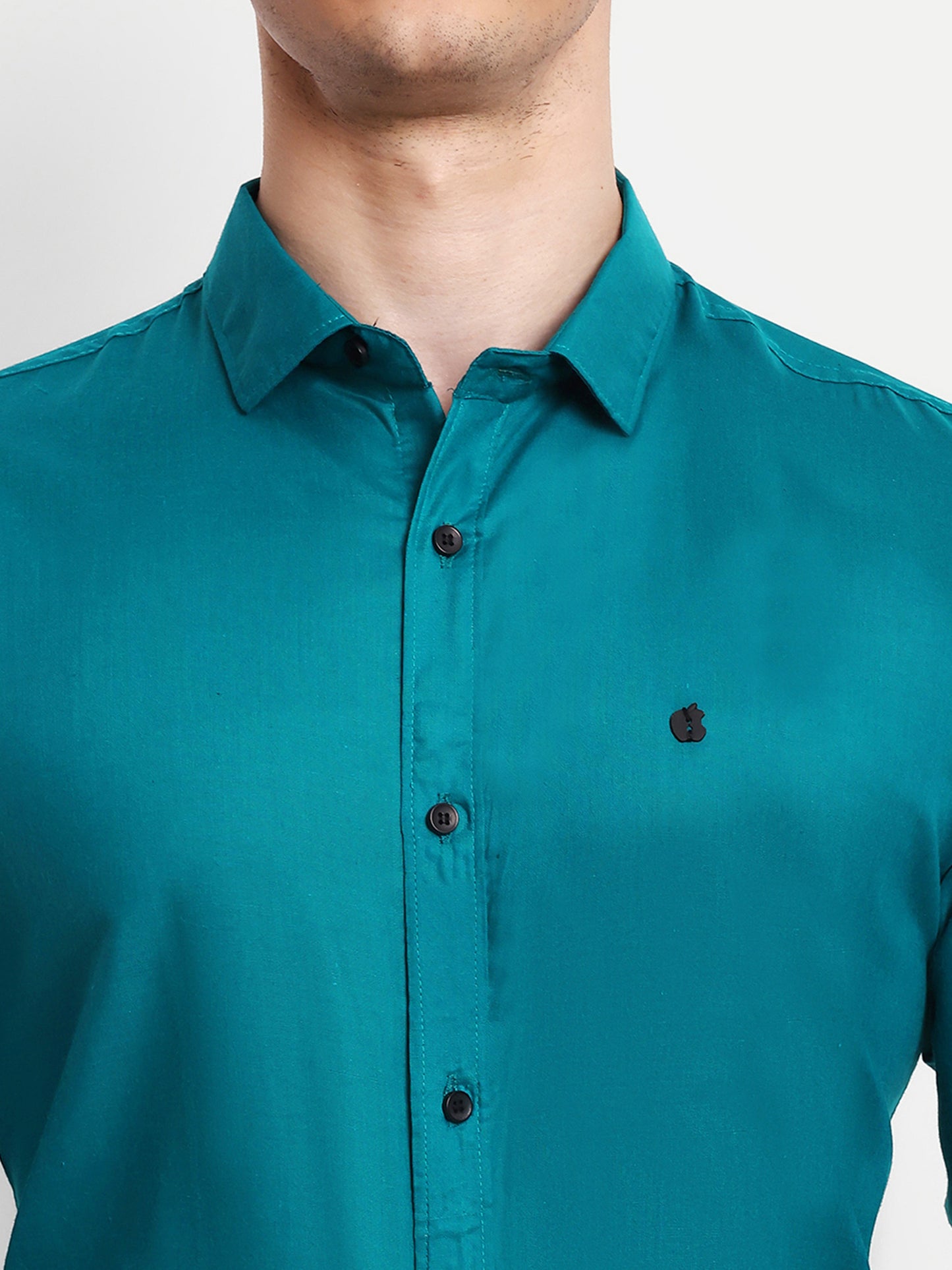 Sea Green Cotton Blend Solid Shirt