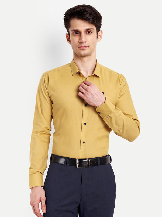 Mustard Cotton Blend Solid Shirt