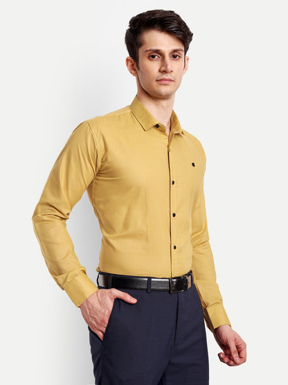 Mustard Cotton Blend Solid Shirt