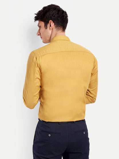 Mustard Cotton Blend Solid Shirt