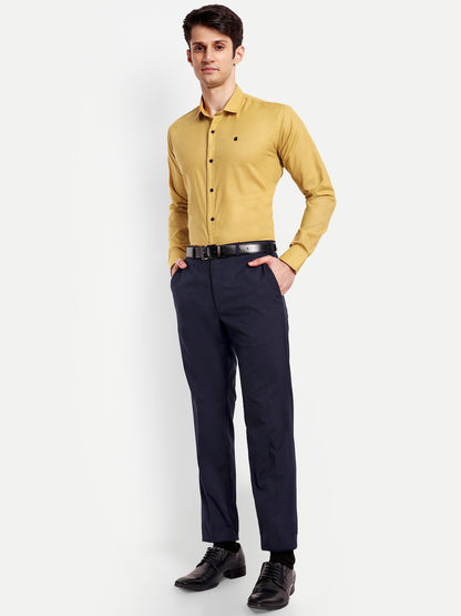 Mustard Cotton Blend Solid Shirt