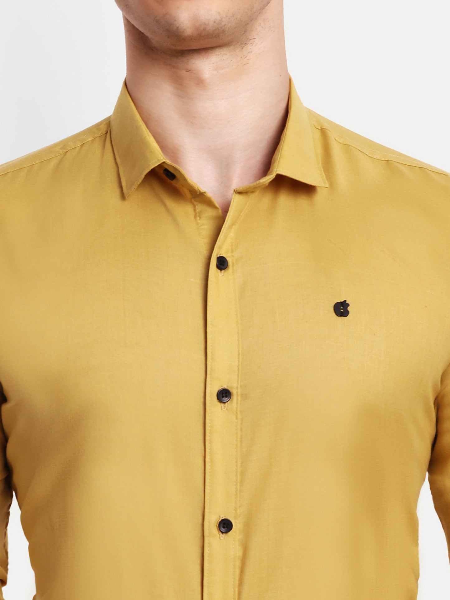 Mustard Cotton Blend Solid Shirt