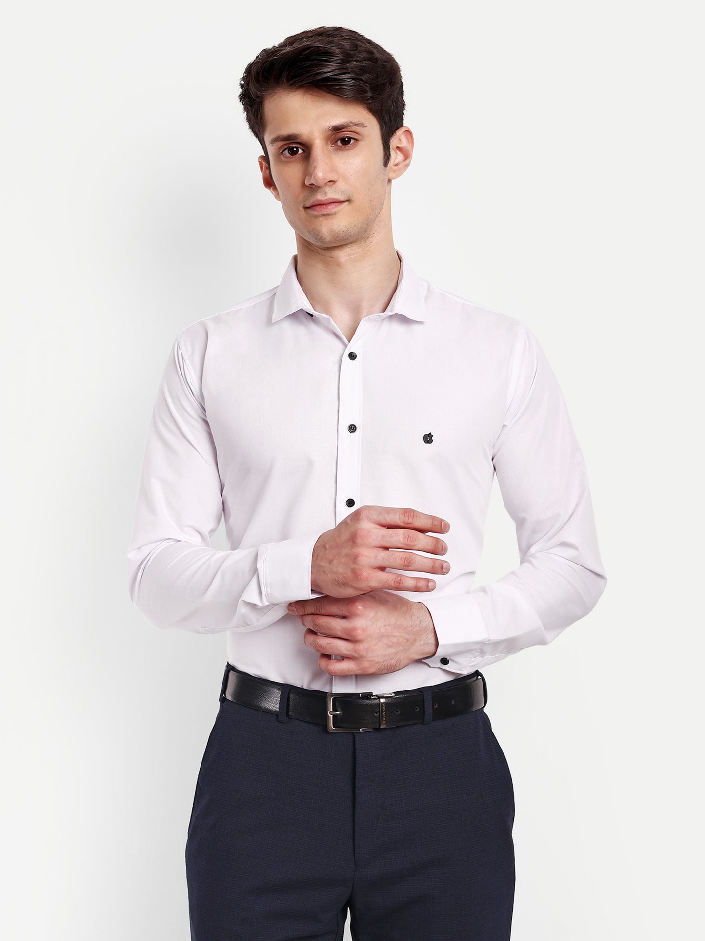 White Viscose Rayon Solid Shirt