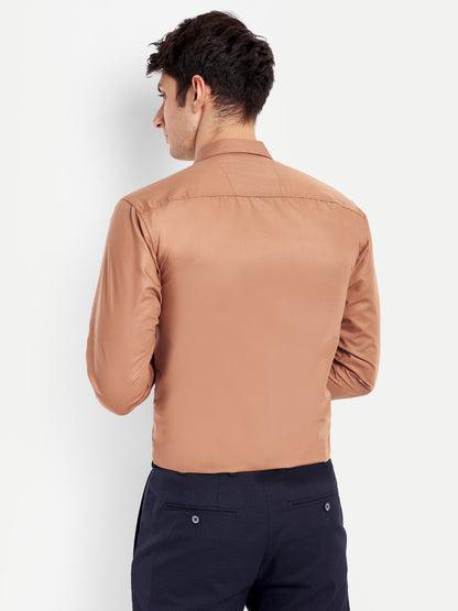 Light Brown Viscose Rayon Solid Shirt