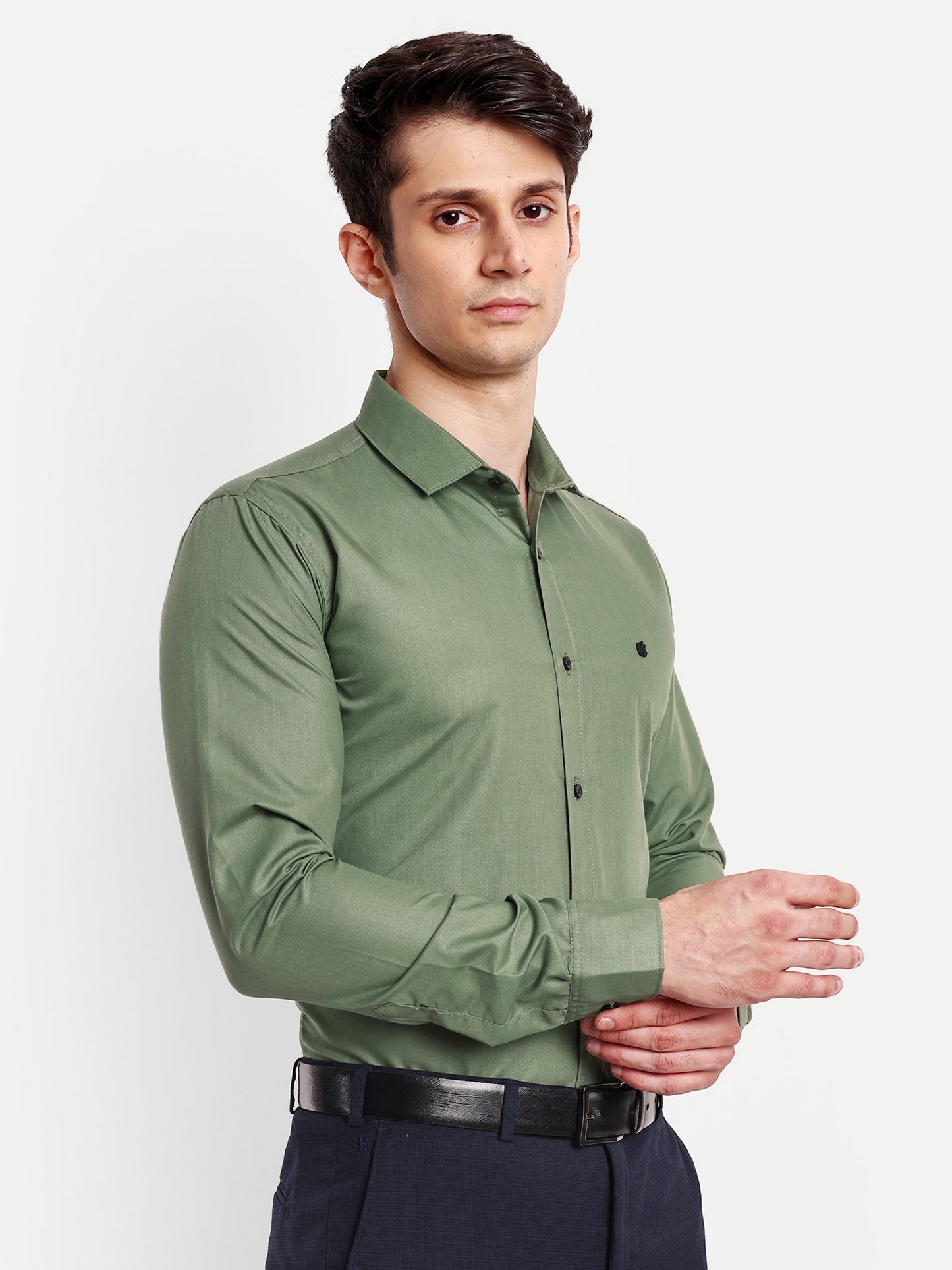 Dark Green Viscose Rayon Solid Shirt