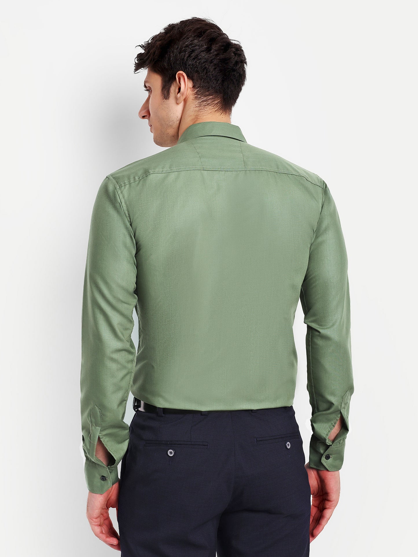 Dark Green Viscose Rayon Solid Shirt