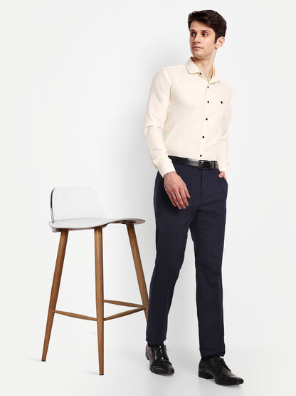 Cream Viscose Rayon Solid Shirt