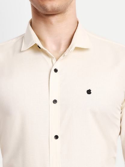 Cream Viscose Rayon Solid Shirt