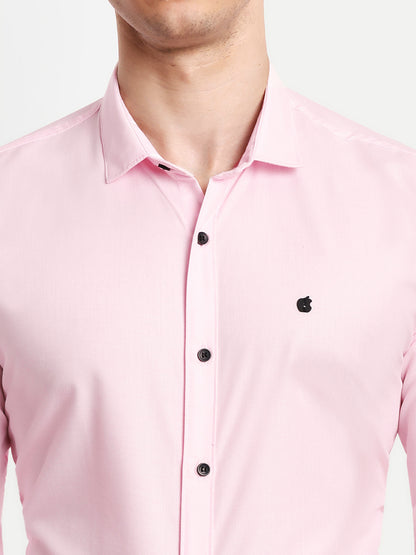 Light Pink Viscose Rayon Solid Shirt