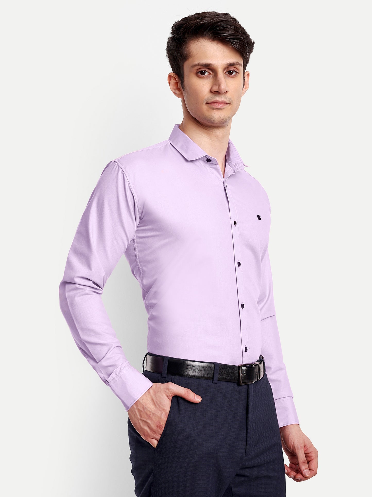 Lavender Viscose Rayon Solid Shirt