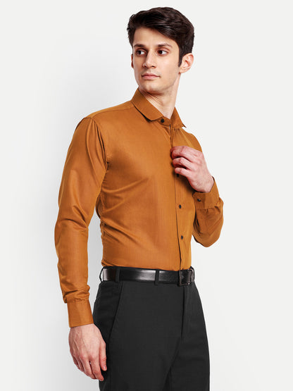 Orange Viscose Rayon Solid Shirt