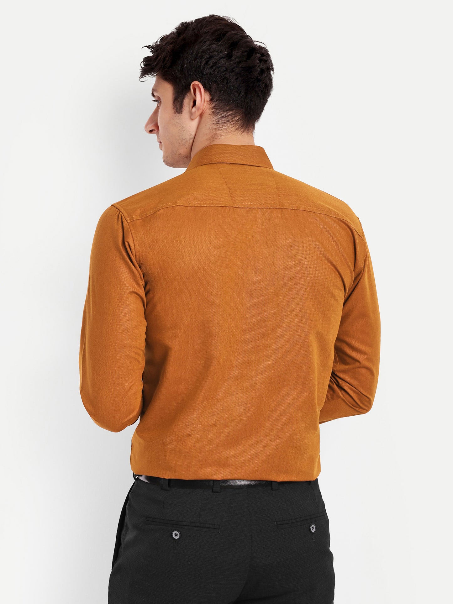 Orange Viscose Rayon Solid Shirt