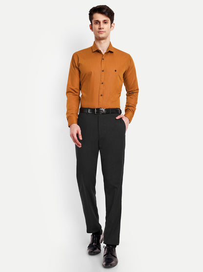 Orange Viscose Rayon Solid Shirt