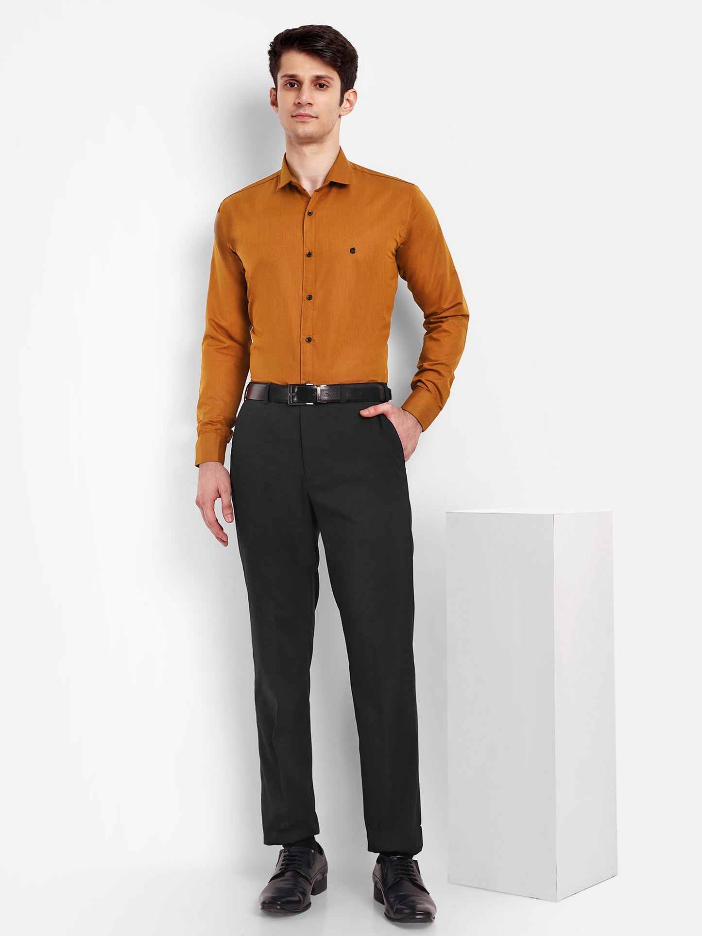 Orange Viscose Rayon Solid Shirt