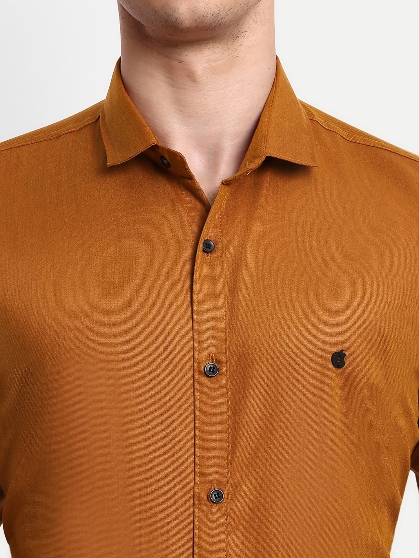 Orange Viscose Rayon Solid Shirt